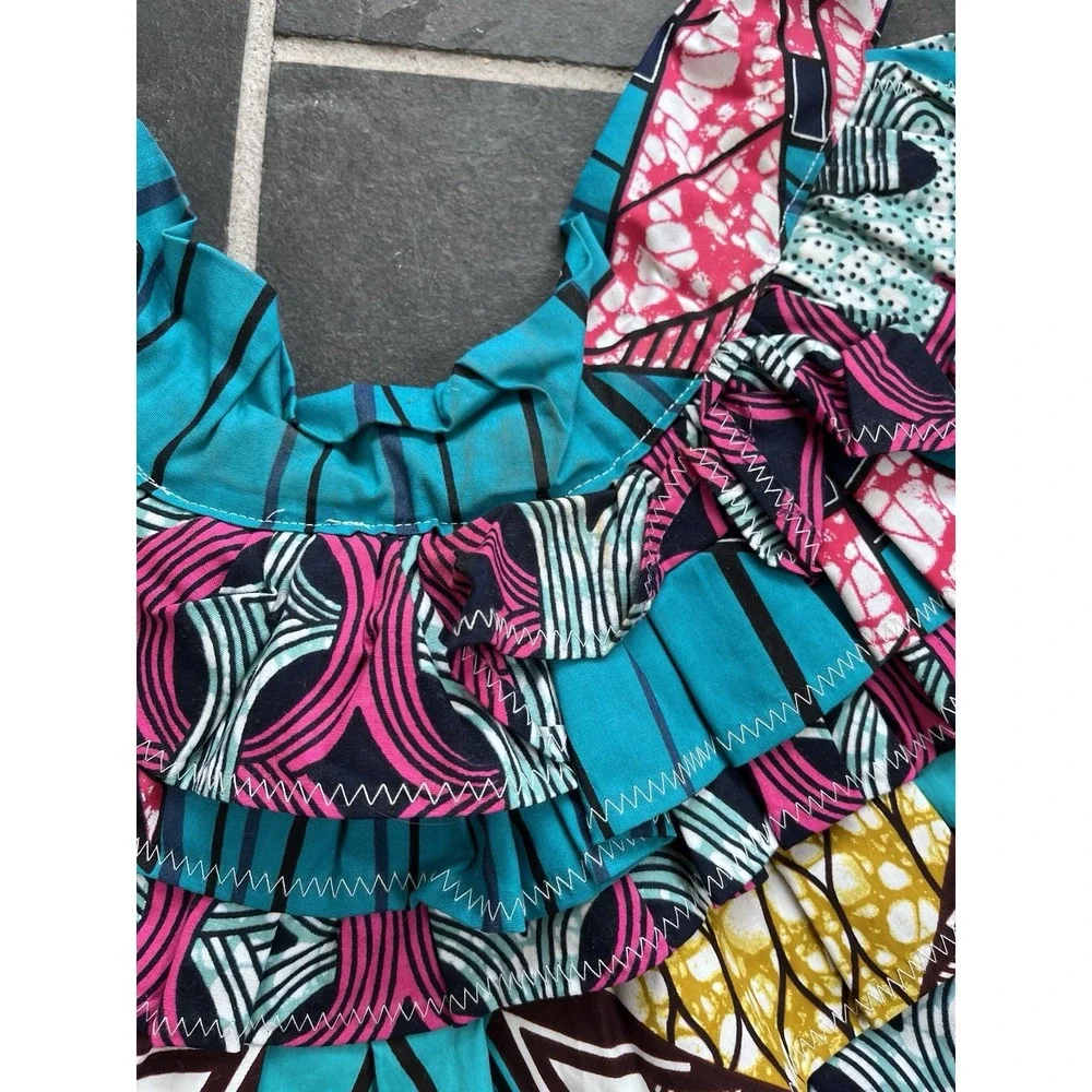 African Print Fabric Necklace Colorful Collar Necklace Bib‎ Silver Bright Color